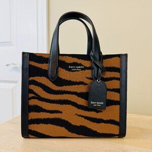 Kate Spade Small Manhattan Tiger Jacquard Tote, EUC